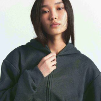 Klassischer Kapuzenpullover aus Baumwollfleece mit Reißverschluss