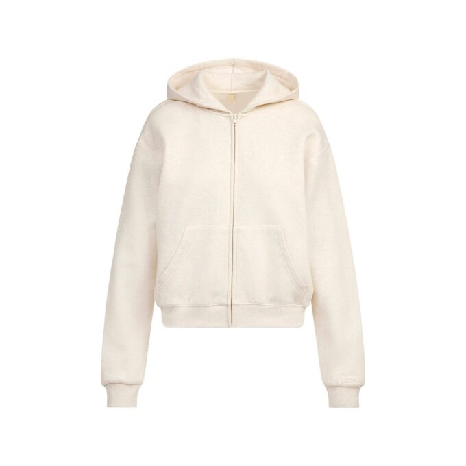 Klassischer Kapuzenpullover aus Baumwollfleece mit Reißverschluss Klassischer Kapuzenpullover aus Baumwollfleece mit Reißverschluss