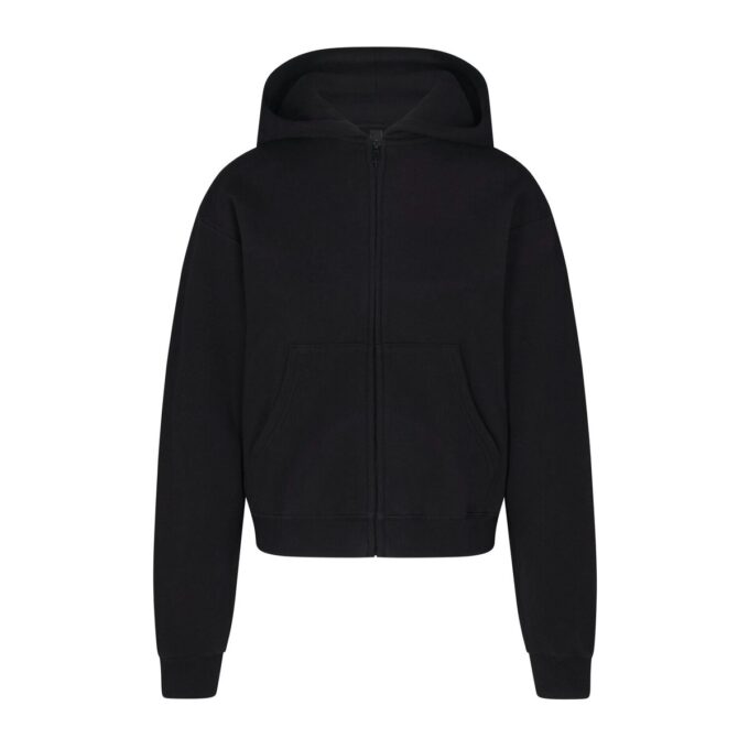 Klassischer Kapuzenpullover aus Baumwollfleece mit Reißverschluss Klassischer Kapuzenpullover aus Baumwollfleece mit Reißverschluss