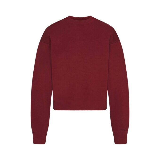 Klassischer Rundhalsausschnitt aus Baumwollfleece Klassischer Rundhalsausschnitt aus Baumwollfleece