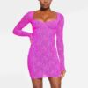 Langarmkleid mit Stretch-Spitzenfutter und Bügeln Langarmkleid mit Stretch-Spitzenfutter und Bügeln