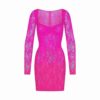 Langarmkleid mit Stretch-Spitzenfutter und Bügeln Langarmkleid mit Stretch-Spitzenfutter und Bügeln