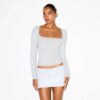 Langarmshirt aus Baumwolljersey mit Rundhalsausschnitt Langarmshirt aus Baumwolljersey mit Rundhalsausschnitt
