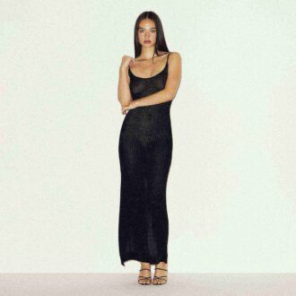 LANGES, DURCHSICHTIGES STRICK-CAMI-KLEID