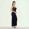 LANGES, DURCHSICHTIGES STRICK-CAMI-KLEID LANGES, DURCHSICHTIGES STRICK-CAMI-KLEID