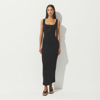 LANGES KLEID AUS TRANSPARENTEN RIPPEN