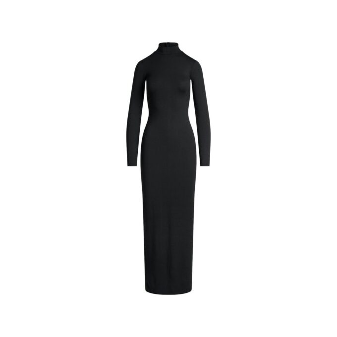 LANGES KLEID MIT ROLLKragen UND GLATTEM LAUFSCHNITT LANGES KLEID MIT ROLLKragen UND GLATTEM LAUFSCHNITT