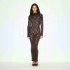 LANGES STRICKKLEID MIT STOCKAUSSCHNITT UND SPITZE LANGES STRICKKLEID MIT STOCKAUSSCHNITT UND SPITZE