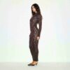 LANGES STRICKKLEID MIT STOCKAUSSCHNITT UND SPITZE LANGES STRICKKLEID MIT STOCKAUSSCHNITT UND SPITZE