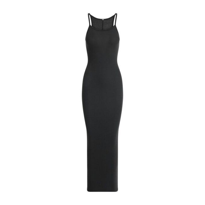 Langes Trägerkleid aus Baumwollripp Langes Trägerkleid aus Baumwollripp