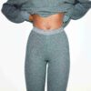 Leggings mit schwerem Waffelknöpfen vorne Leggings mit schwerem Waffelknöpfen vorne