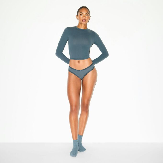 LEICHTER BAUMWOLL-POINTELLE-SPITZEN-Slip LEICHTER BAUMWOLL-POINTELLE-SPITZEN-Slip