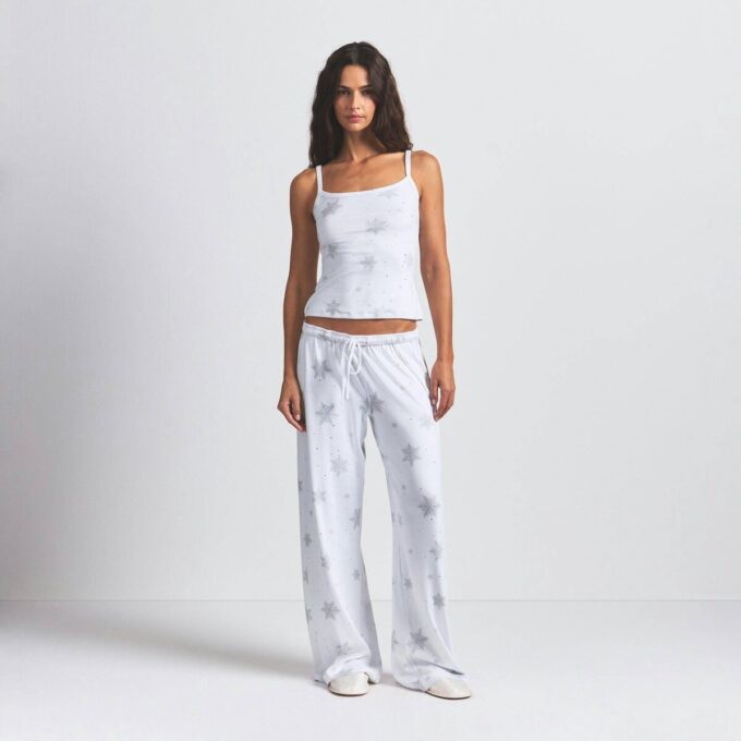 LOGO PLUSH POINTELLE RHINESTONE STRAIGHT LEG PANT LOGO PLUSH POINTELLE RHINESTONE STRAIGHT LEG PANT