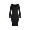 MIDI-KLEID MIT GLATTEN LAGE UND eckigem Ausschnitt MIDI-KLEID MIT GLATTEN LAGE UND eckigem Ausschnitt