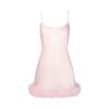 MINIKLEID MIT SEIDENFEDERBESETZUNG MINIKLEID MIT SEIDENFEDERBESETZUNG