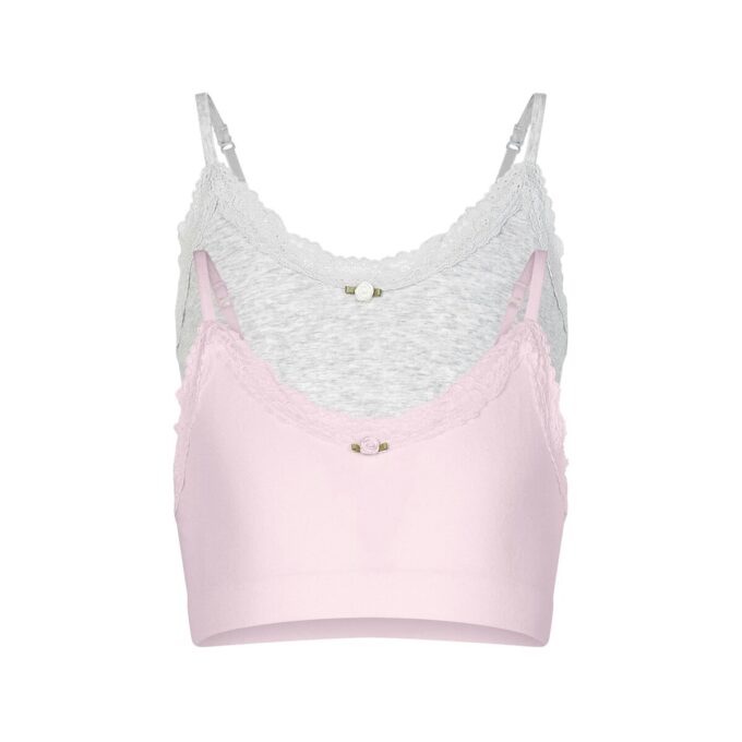 Nahtlose Baumwoll-Spitzen-Bralettes für junge Frauen, 2er-Pack Nahtlose Baumwoll-Spitzen-Bralettes für junge Frauen, 2er-Pack