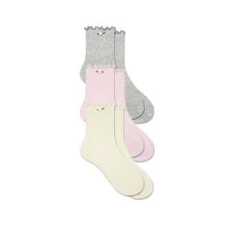 Nahtlose Baumwollsocken für Kinder mit Wellensaum, 3er-Pack