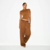 Oversize-Hose aus Baumwollfleece mit doppeltem Bund