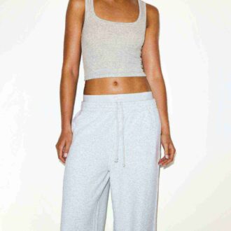 Oversize-Hose aus Baumwollfleece mit doppeltem Bund