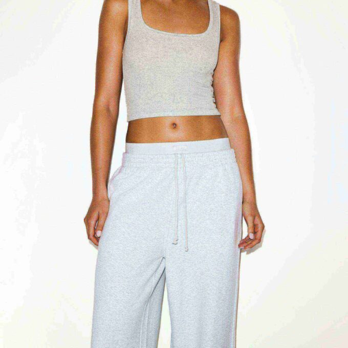 Oversize-Hose aus Baumwollfleece mit doppeltem Bund Oversize-Hose aus Baumwollfleece mit doppeltem Bund