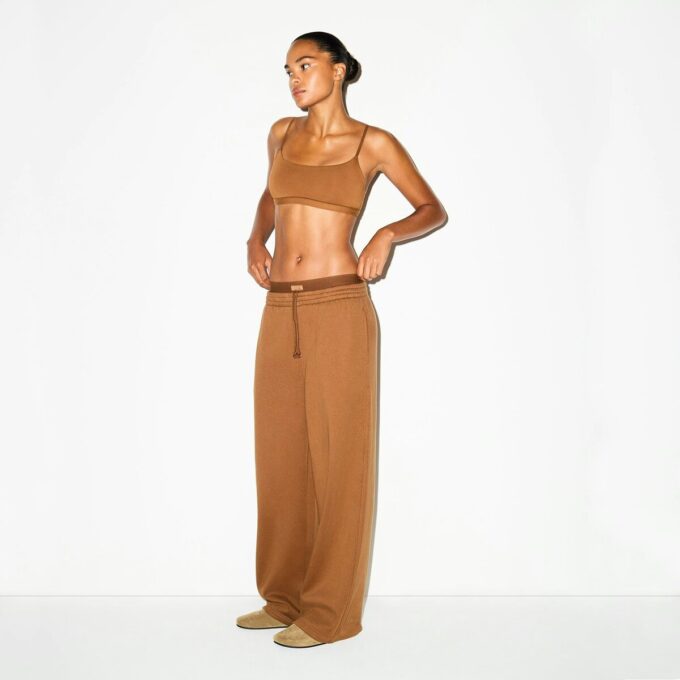 Oversize-Hose aus Baumwollfleece mit doppeltem Bund