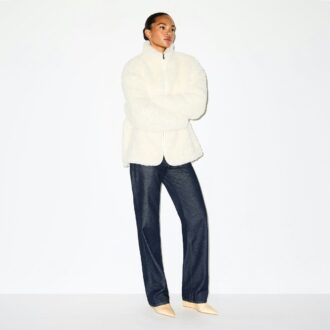 Oversize-Jacke aus Kunstpelz mit Stehkragen