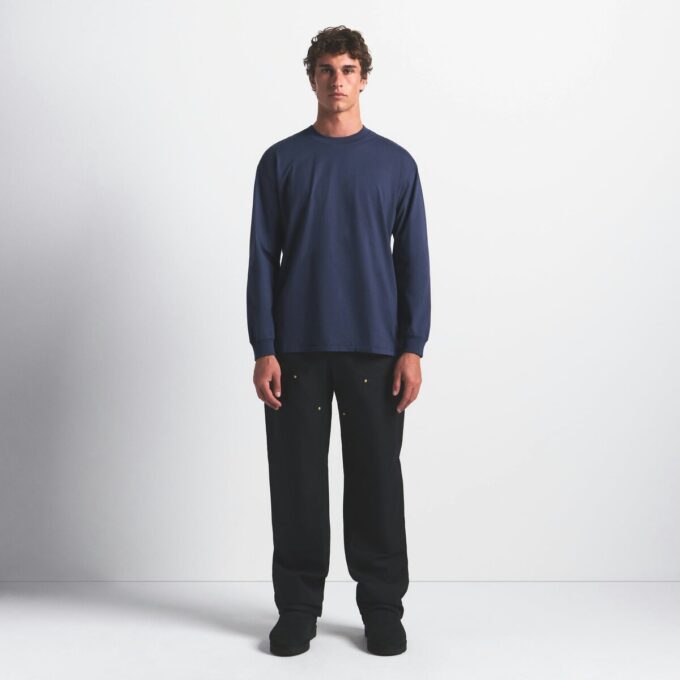 SCHWERES BAUMWOLL-HERREN-Langarmshirt mit lockerer Passform SCHWERES BAUMWOLL-HERREN-Langarmshirt mit lockerer Passform
