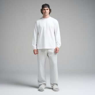 SCHWERES BAUMWOLL-HERREN-Langarmshirt mit lockerer Passform