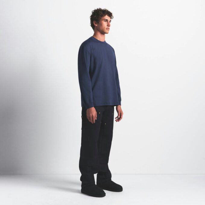 SCHWERES BAUMWOLL-HERREN-Langarmshirt mit lockerer Passform SCHWERES BAUMWOLL-HERREN-Langarmshirt mit lockerer Passform