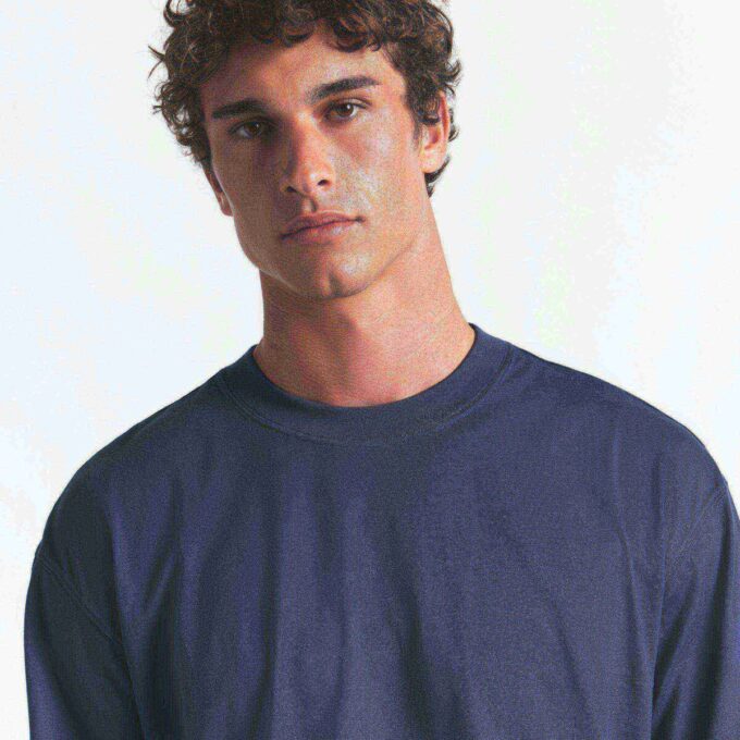 SCHWERES BAUMWOLL-HERREN-Langarmshirt mit lockerer Passform SCHWERES BAUMWOLL-HERREN-Langarmshirt mit lockerer Passform