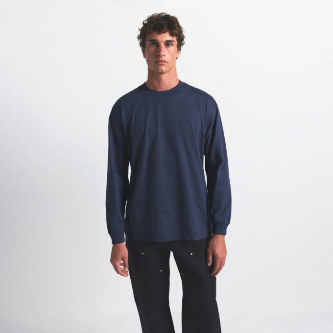 SCHWERES BAUMWOLL-HERREN-Langarmshirt mit lockerer Passform SCHWERES BAUMWOLL-HERREN-Langarmshirt mit lockerer Passform