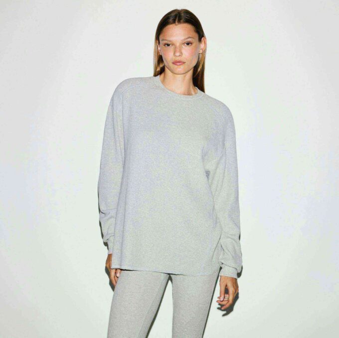 SCHWERES WAFFEL-OVERSIZE-RUNDHALS-SHIRT SCHWERES WAFFEL-OVERSIZE-RUNDHALS-SHIRT