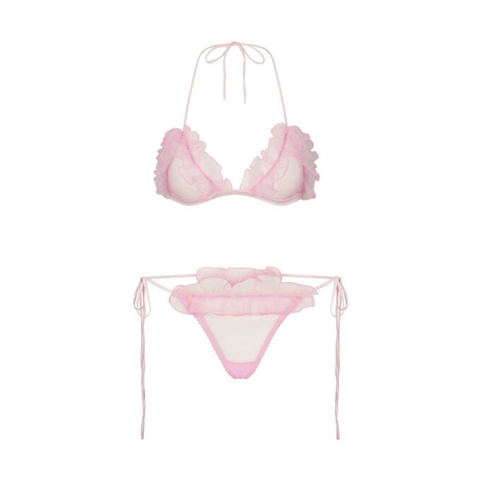 Set aus besticktem Tüll-Bralette und String Set aus besticktem Tüll-Bralette und String