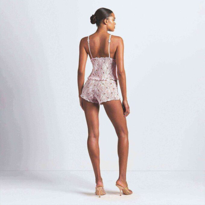 Set aus Stretch-Spitzen-Dreiecks-Cami und Shorts