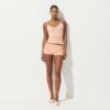 Set aus transparentem Rippspitzen-Top und Shorts Set aus transparentem Rippspitzen-Top und Shorts