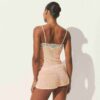 Set aus transparentem Rippspitzen-Top und Shorts Set aus transparentem Rippspitzen-Top und Shorts