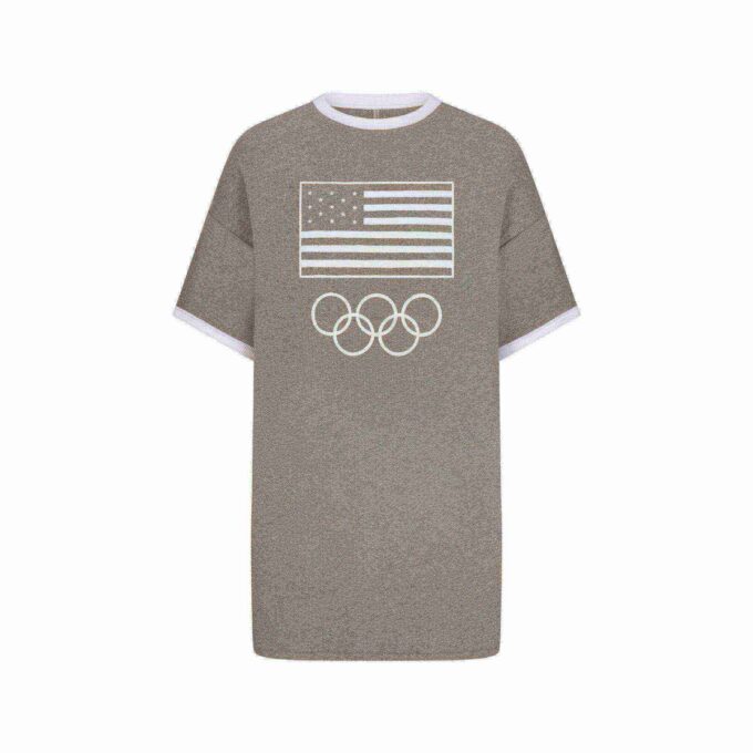 SKIMS FÜR TEAM USA BAUMWOLL-RIPPEN-OLYMPIA-T-SHIRT-MINIKLEID SKIMS FÜR TEAM USA BAUMWOLL-RIPPEN-OLYMPIA-T-SHIRT-MINIKLEID