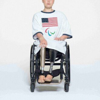 SKIMS FÜR TEAM USA BAUMWOLL-RIPPEN-PARALYMPIA-T-SHIRT-MINIKLEID