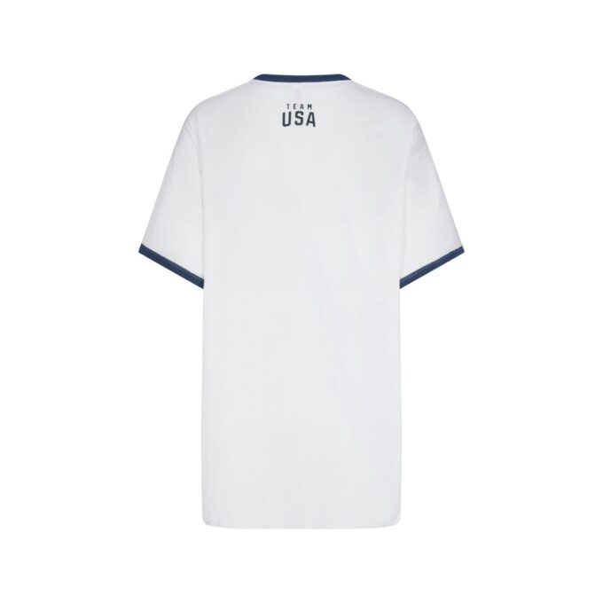SKIMS FÜR TEAM USA BAUMWOLL-RIPPEN-PARALYMPIA-T-SHIRT-MINIKLEID SKIMS FÜR TEAM USA BAUMWOLL-RIPPEN-PARALYMPIA-T-SHIRT-MINIKLEID