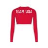 SKIMS FÜR TEAM USA SIGNATURE SCHWIMMEN PARALYMPIC LANGÄRMELIGES CROPPE-T-SHIRT SKIMS FÜR TEAM USA SIGNATURE SCHWIMMEN PARALYMPIC LANGÄRMELIGES CROPPE-T-SHIRT