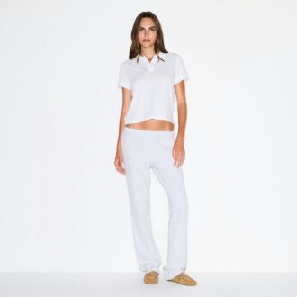 Slim-Fit-Hose aus Baumwollfleece mit niedrigem Bund