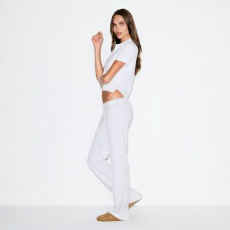 Slim-Fit-Hose aus Baumwollfleece mit niedrigem Bund