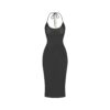 Strassbesetztes Strick-Halter-Midikleid Strassbesetztes Strick-Halter-Midikleid
