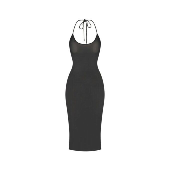 Strassbesetztes Strick-Halter-Midikleid Strassbesetztes Strick-Halter-Midikleid