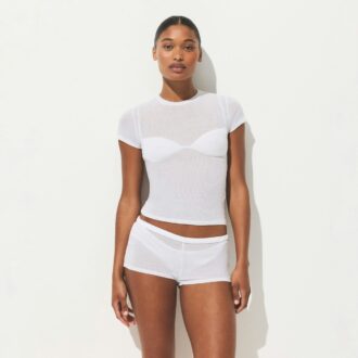 T-Shirt aus transparentem Rippenmaterial