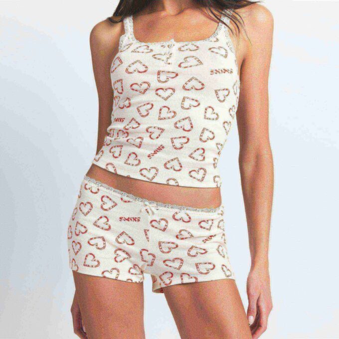Tanktop und Shorts aus Baumwollrippspitze