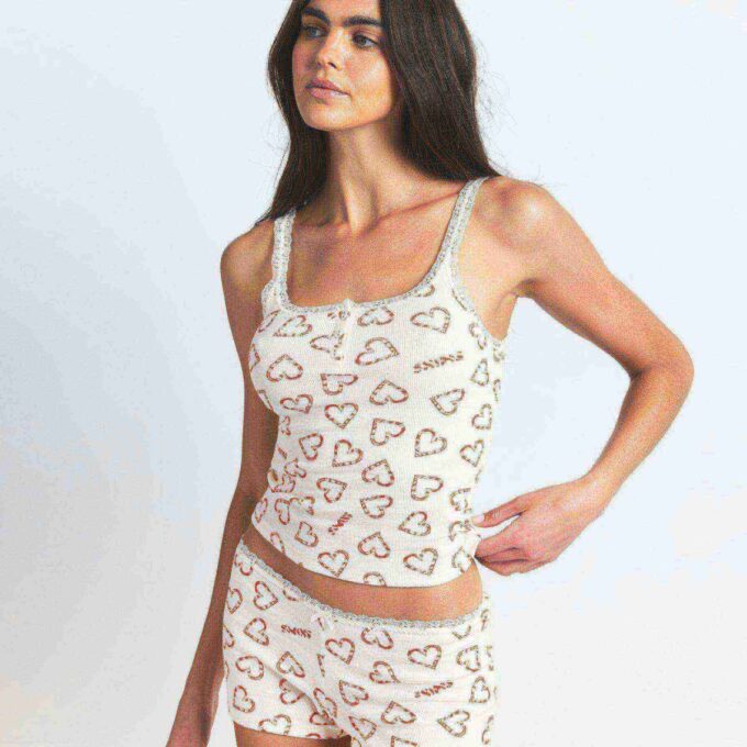 Tanktop und Shorts aus Baumwollrippspitze