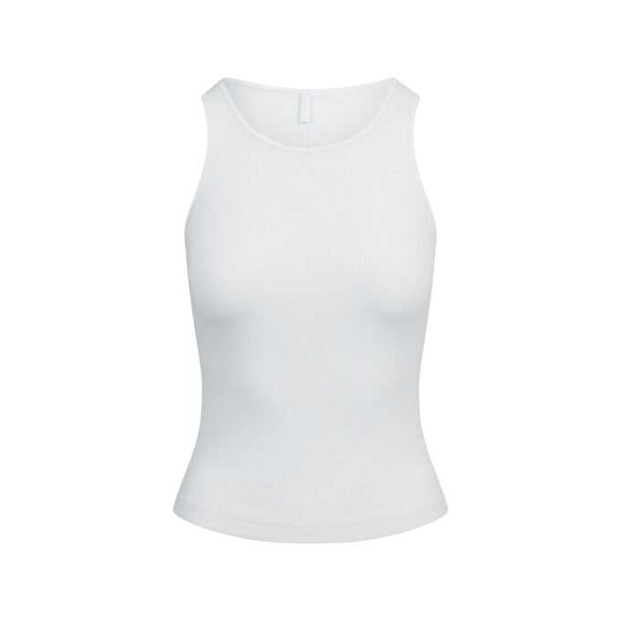 Transparenter Rippen-Tanktop mit Rundhalsausschnitt