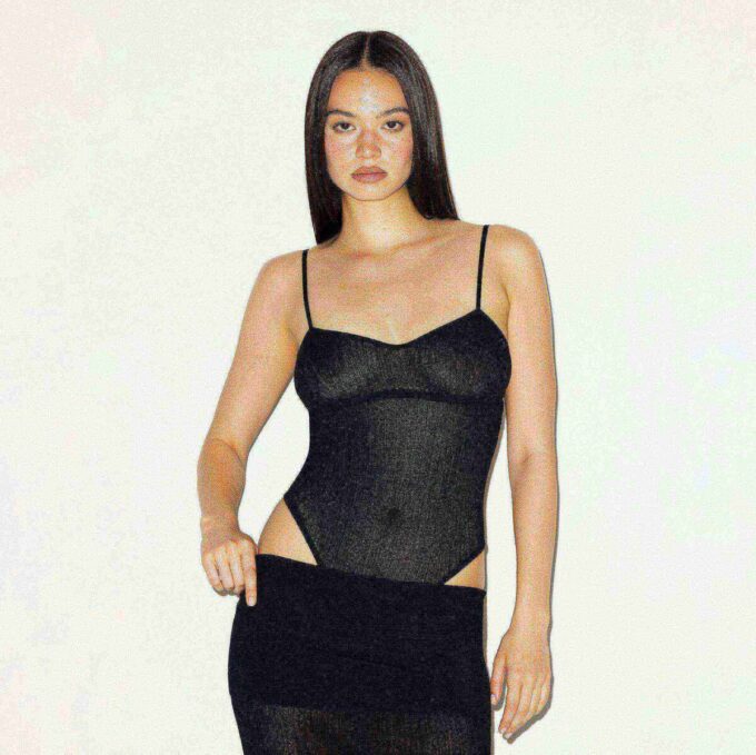 Transparenter Strick-Camibody Transparenter Strick-Camibody
