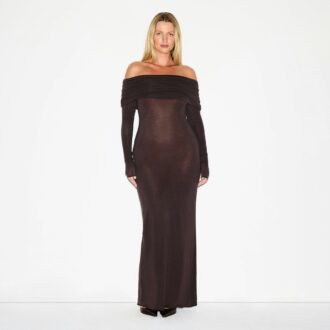 TRANSPARENTES MODELLKLEID MIT OFFENEN SCHULTERN